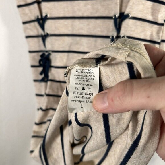 Hayden Girls Dress Women's Large Light Brown Striped Short Sleeve Cotton Blend - Picture 7 of 10